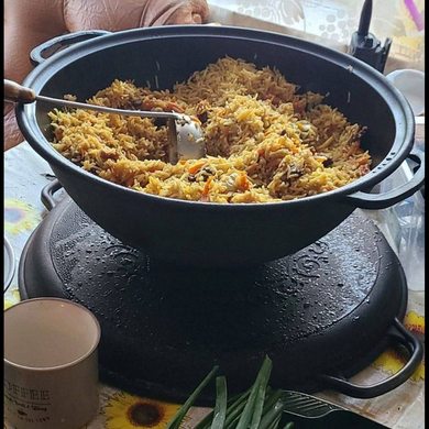 Казан &Oslash;40см, 15л., чугунный узбецкий WOK Maysternya с крышкой-сковородой