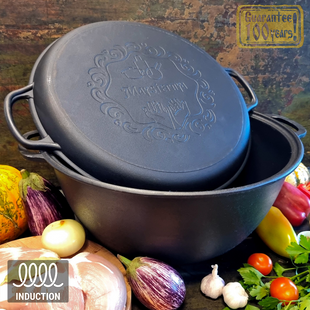 Казан &Oslash;40см, 18л., чавунний узбецький WOK Maysternya з кришкою-сковородою