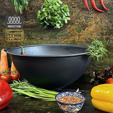 Казан &Oslash;40см, 18л., чугунный узбецкий WOK Maysternya с крышкой-сковородой