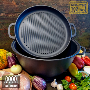 Казан &Oslash;40см, 18л., чавунний узбецький WOK Maysternya з кришкою-сковородою гриль