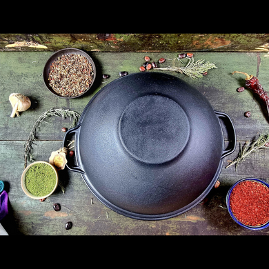 Казан &Oslash;40см, 18л., чавунний узбецький WOK Maysternya з кришкою-сковородою гриль